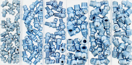 Hydraulic Grease Zerk Fitting SAE 110-Piece Kit Straight 90 45 Degree