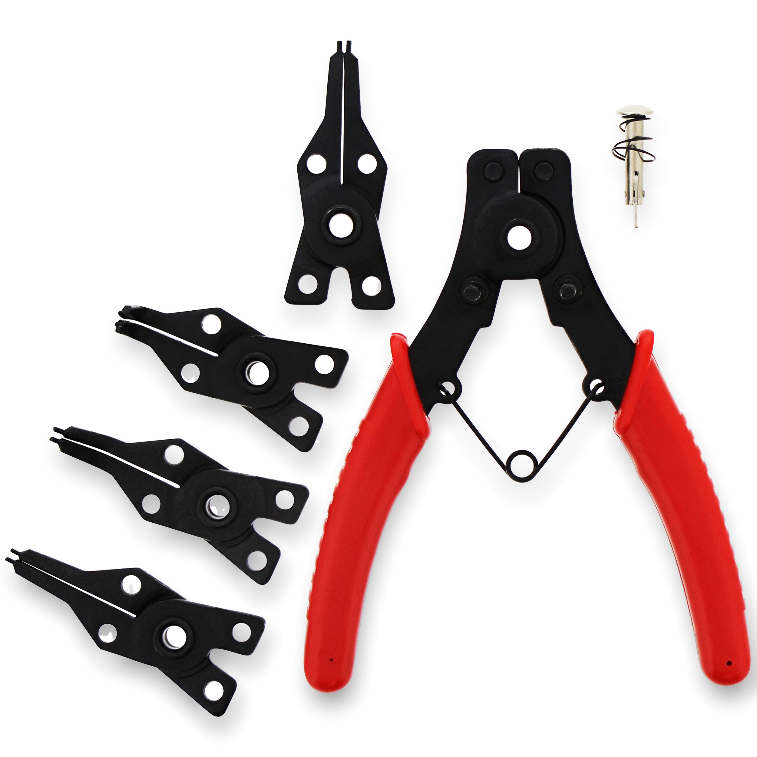 Snap Ring Pliers Set – 5 Pc Interchangeable Jaw Head C Clip Pliers Set –