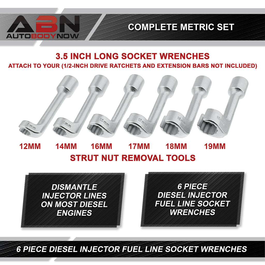 Diesel Injector Line Socket Set 6pc Diesel Fuel Line Socket Set ABN