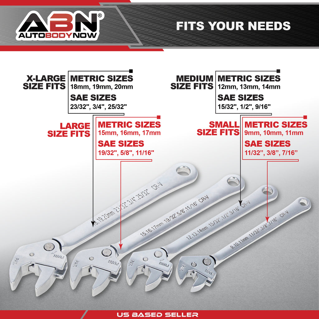 ABN Spanner Wrench Set Of 4 Self Adjusting Wrench Spanner Set with C