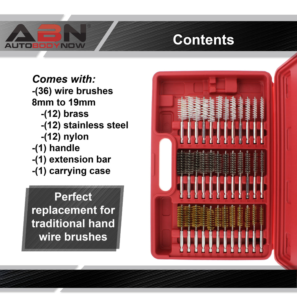ABN 1/4in Drive Drill Cleaning Brush Attachment Set - 4 Piece Blue Med Bristle, Men's