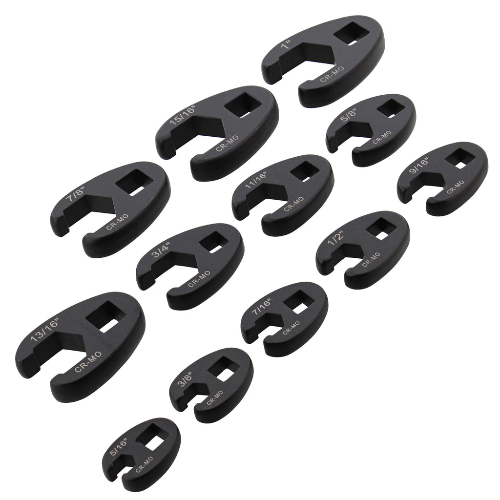 Jumbo Crowfoot Flare Nut Wrench Set SAE 12pc 3/8" 1/2" Drive Ratchet A