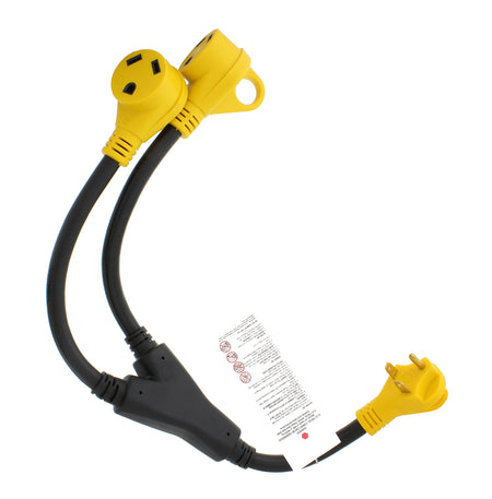 RV Generator Power Converter Plug Adapter (1) 30A Male–(2) 30A Female
