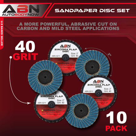Sandpaper Disc Set 2in T27 40 Grit High Density Zirconia Alumina 10pk