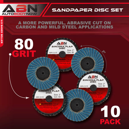 Sandpaper Disc Set 2in T27 80 Grit High Density Zirconia Alumina 10pk