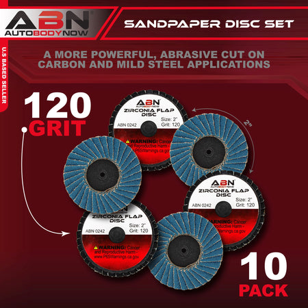 Sandpaper Disc Set 2in T27 120 Grit High Density Zirconia Alumina 10pk