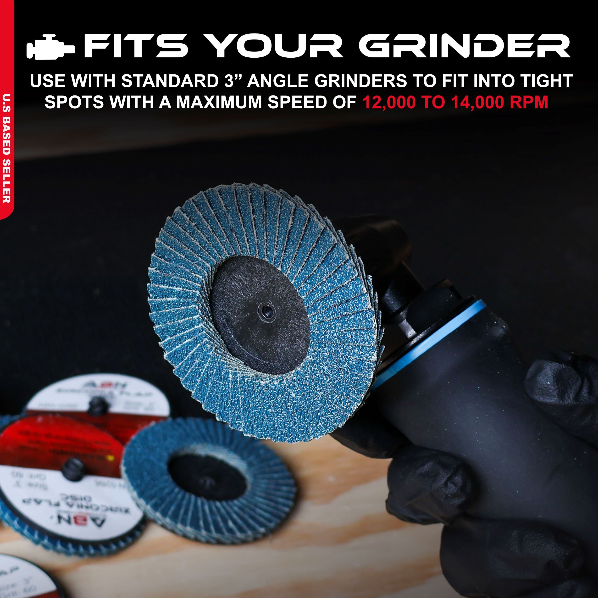 Sandpaper Disc Set 3in T27 60 Grit High Density Zirconia Alumina 10pk