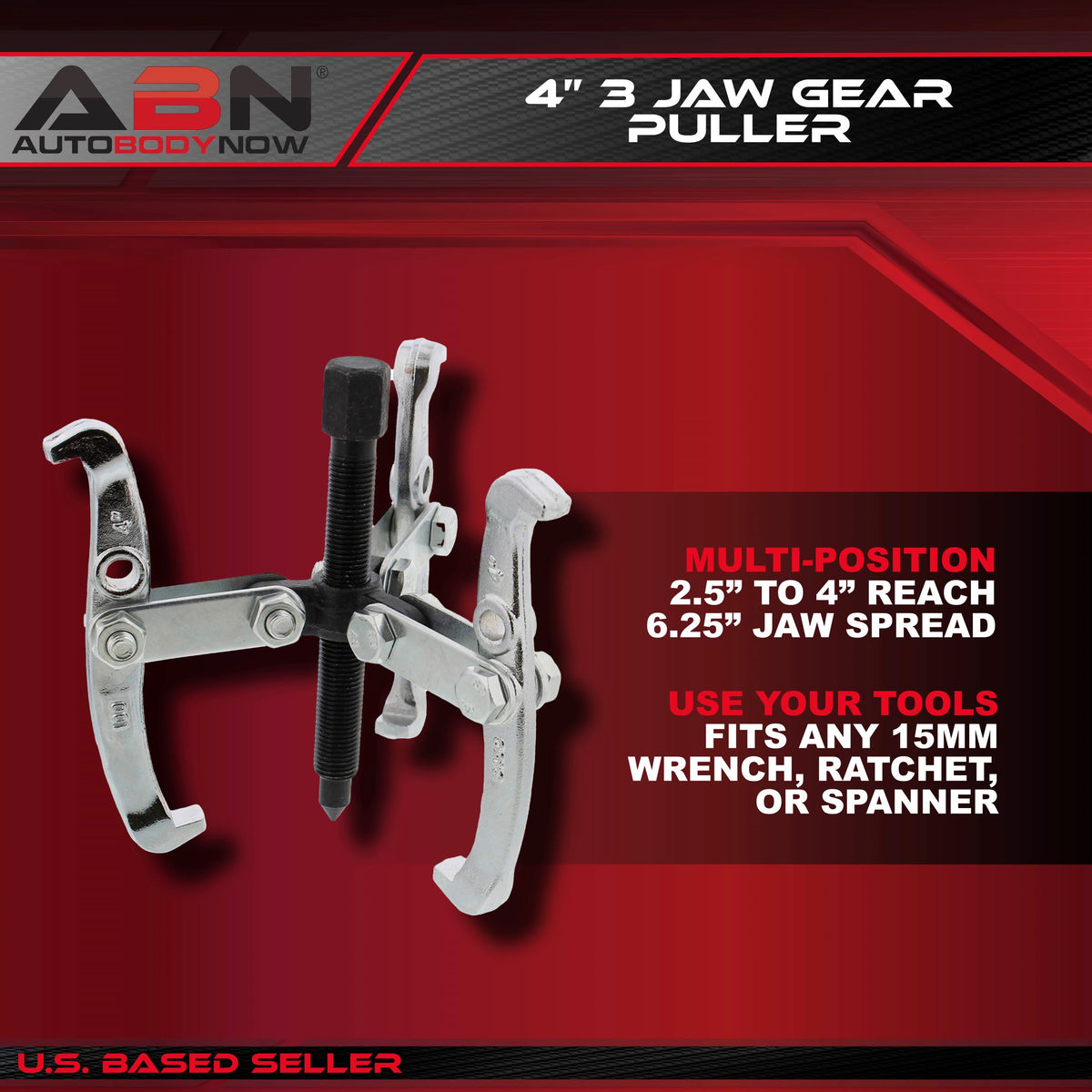 4" Inch 3-Jaw Gear Puller – Slide Gears, Pulley, Flywheel Removal Tool