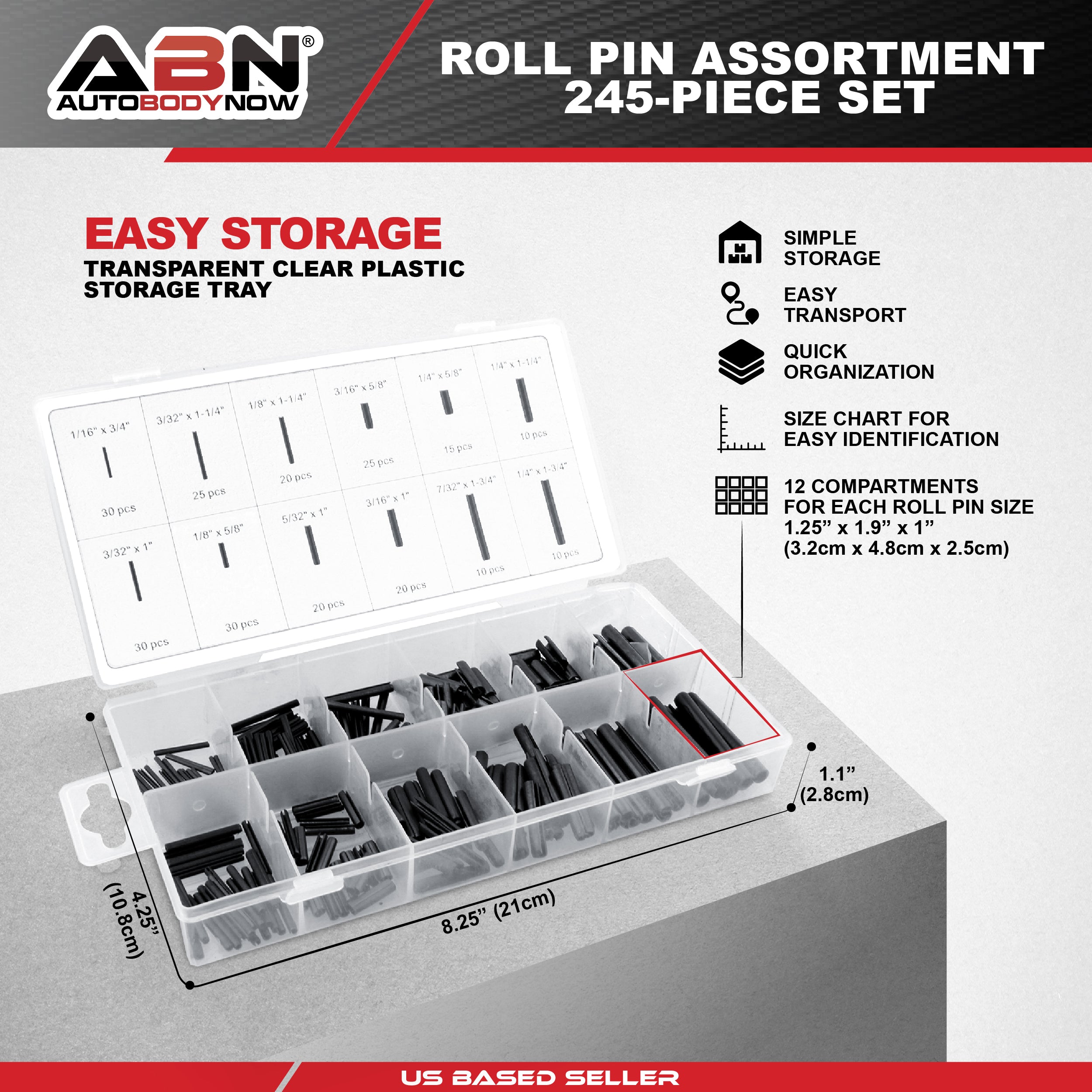 Roll Pin Assortment Kit 245-Piece Set