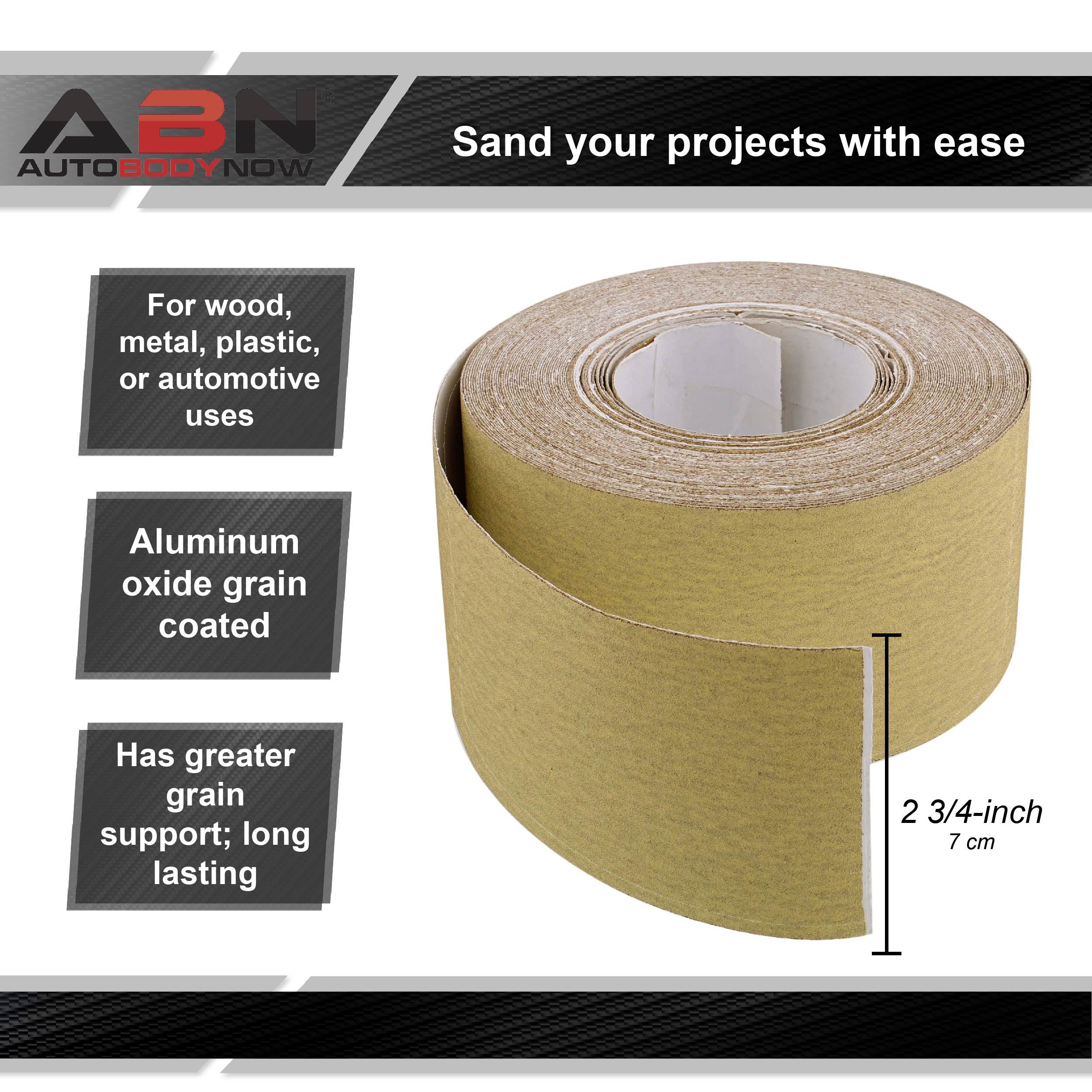 Adhesive 400-Grit Aluminum Oxide Sandpaper Roll 2-3/4” Inch x 20 Yards