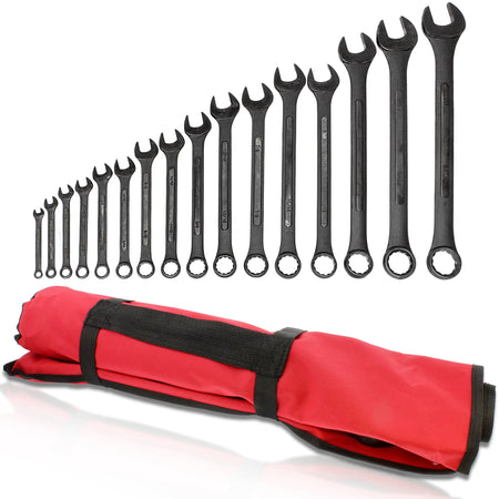 16 Piece SAE Wrench Set - Standard Combination Wrench Roll Up Pouch
