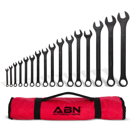 16 Piece SAE Wrench Set - Standard Combination Wrench Roll Up Pouch