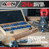 15-Piece 1/4 Router Bit Set with Solid Hardened Steel Body for Precision Woodworking and Efficient Cutting of  Router Bits