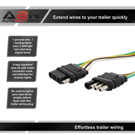 Trailer Wire Extension, 1’ Foot, 4-Way Pin Trailer Wiring Harness