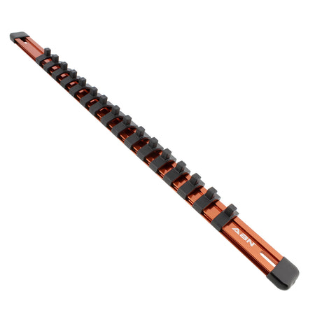 Orange Aluminum SAE 1/4” Socket Organizer Tool Holder Rail and Clips