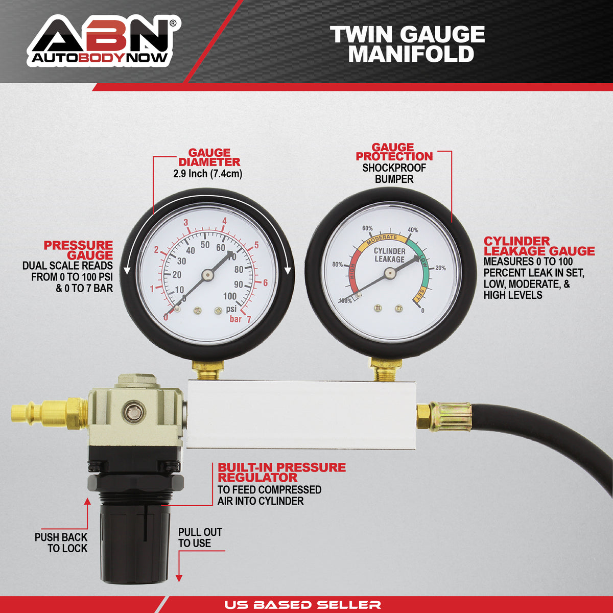 Cylinder Leak Detector Engine Compression Tester Kit Leakage Test Set