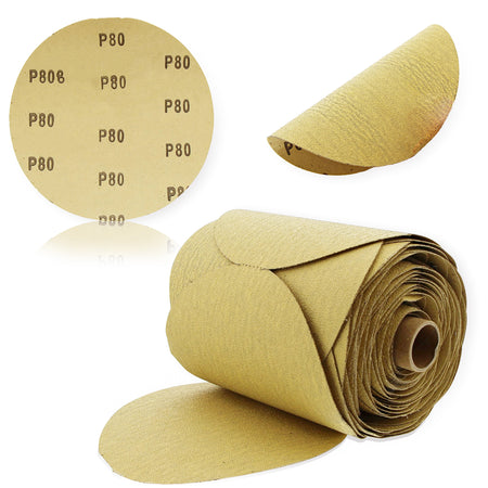 80 Grit Sandpaper Roll - 6 IN Round Sanding Discs Sticky Back, 100Pc