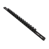 Black Aluminum SAE 1/2” Inch Socket Holder Rail & Clips Tool Organizer
