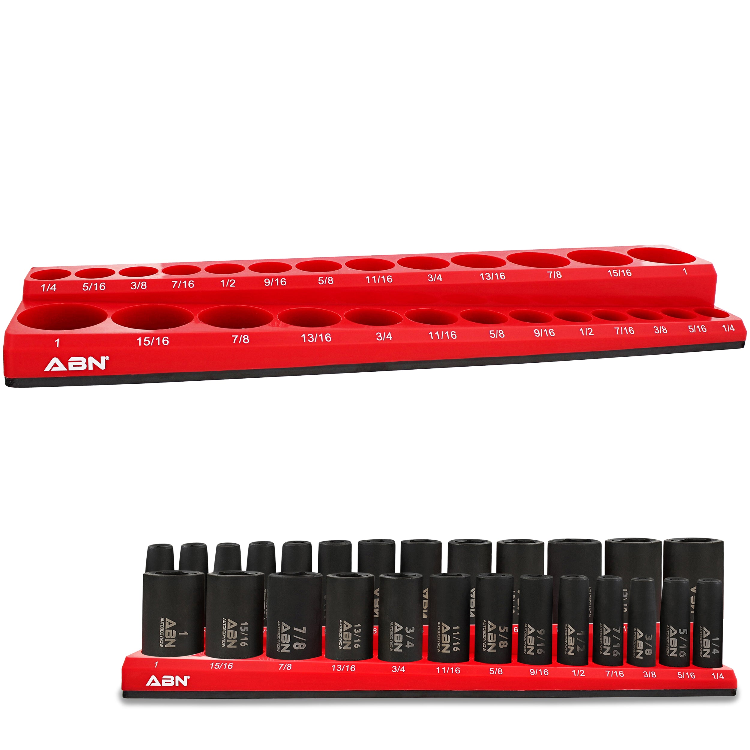 Magnetic Socket Organizer Tray – SAE 3/8” Inch 26 Socket Holder, Red