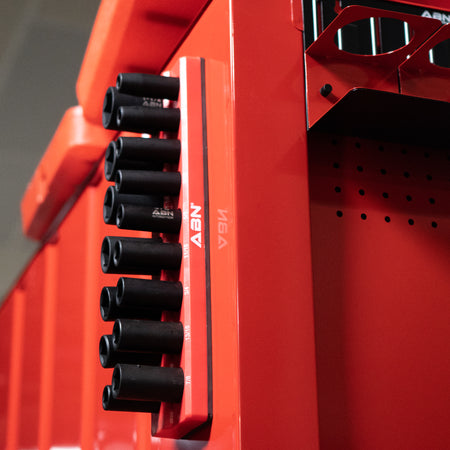 Magnetic Socket Organizer Tray – SAE 3/8” Inch 26 Socket Holder, Red