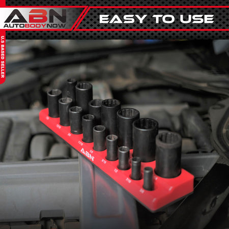 Magnetic Socket Organizer Tray – SAE 1/2” Inch 16 Socket Holder, Red