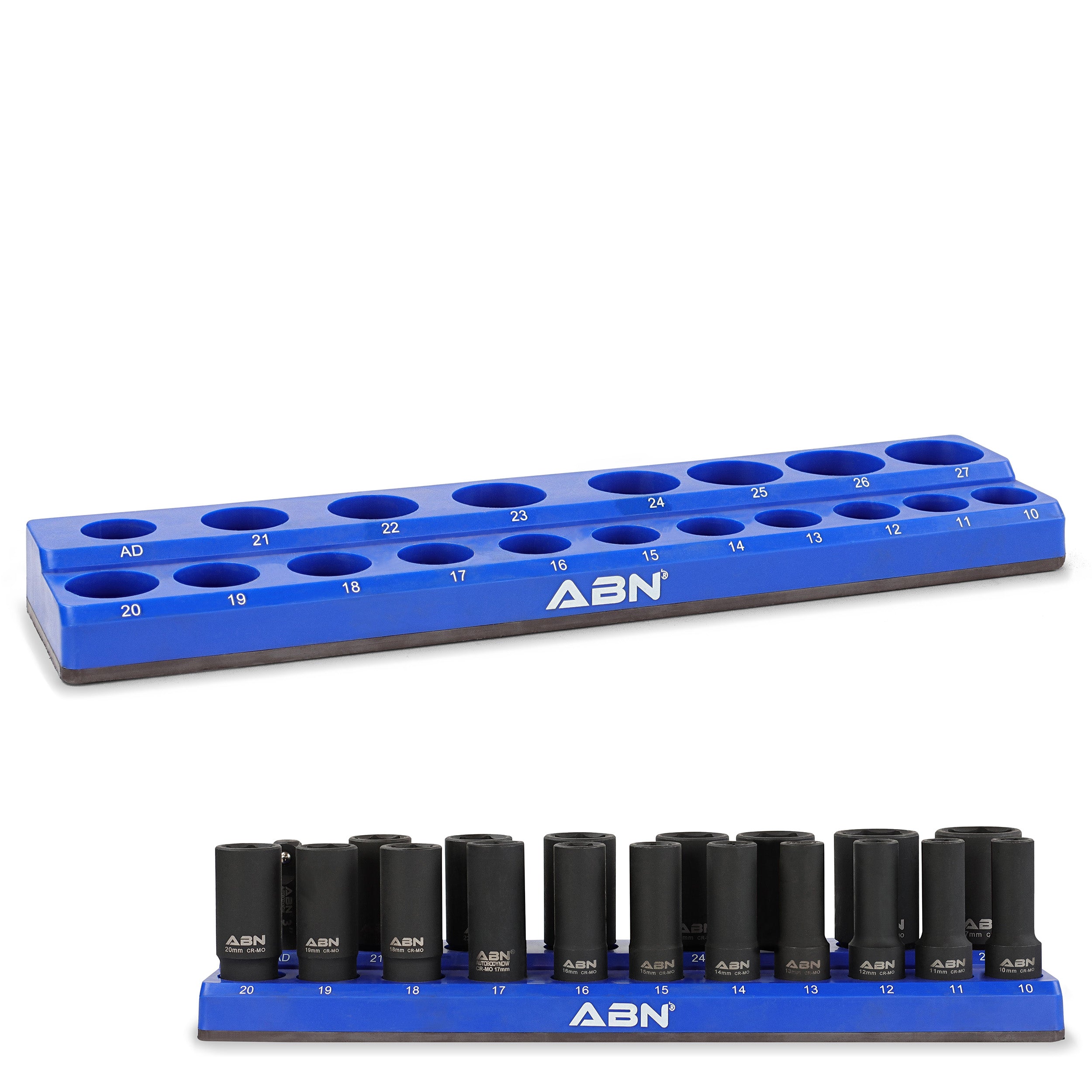 Magnetic Socket Organizer Tray – Metric 1/2 IN 19 Socket Holder, Blue
