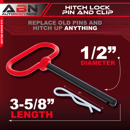 Car / Truck Trailer Tow Hitch Lock Pin and R-Clip 3-5/8" x 1/2" Inch