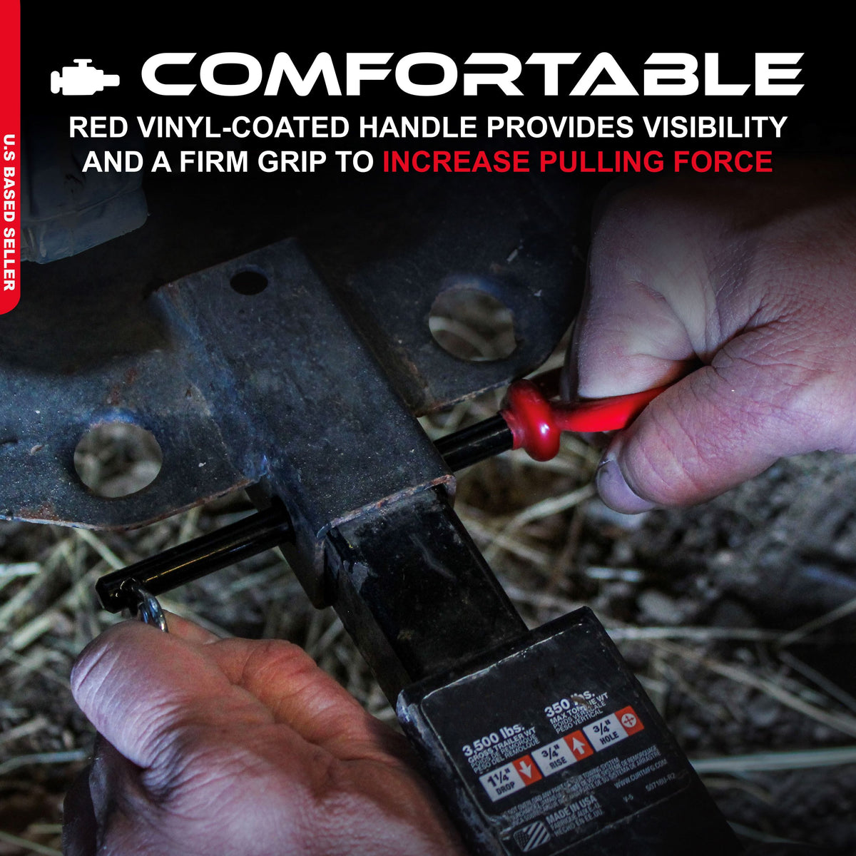 Car / Truck Trailer Tow Hitch Lock Pin and R-Clip 3-5/8" x 1/2" Inch