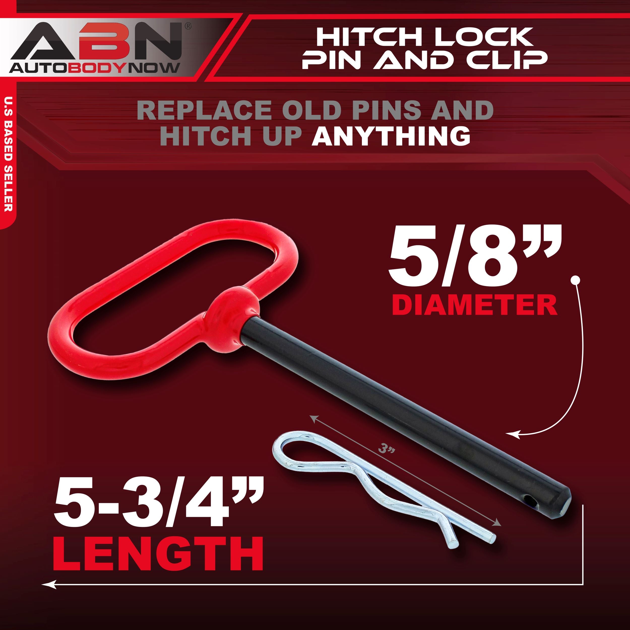 Car / Truck Trailer Tow Hitch Lock Pin and R-Clip 5-3/4" x 5/8"