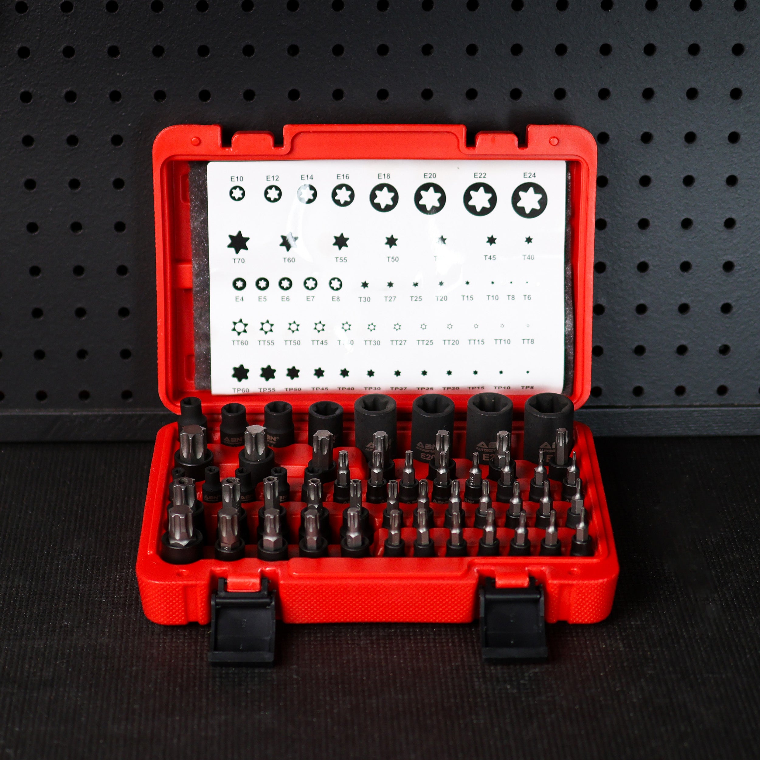 ABN Star Torx Bit Socket 52-Piece Set – SAE 1/4, 3/8, 1/2in 4-Point