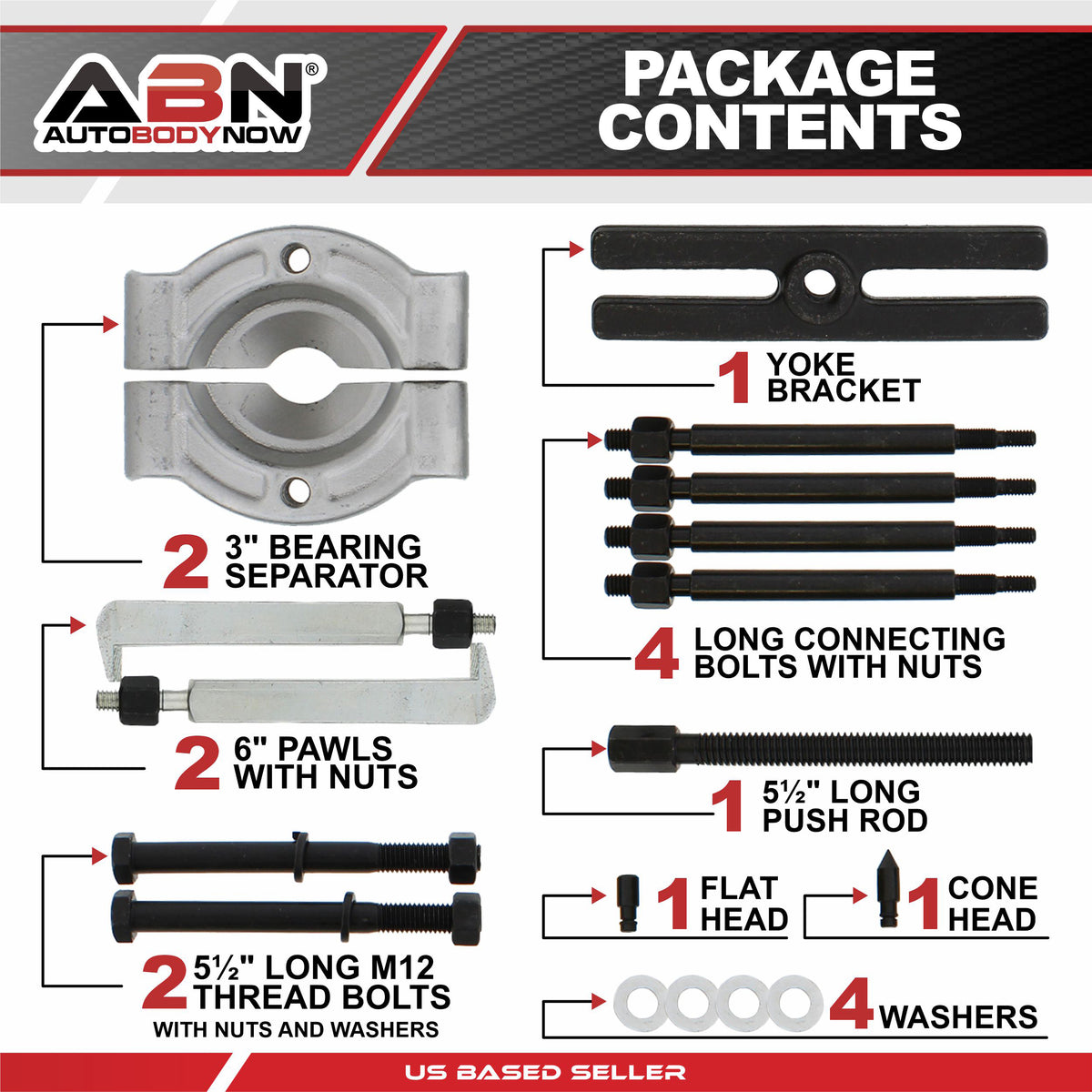 5 Ton Bearing Pullers - 14pc 2 and 3in Jaw Gear and Bearing Separator