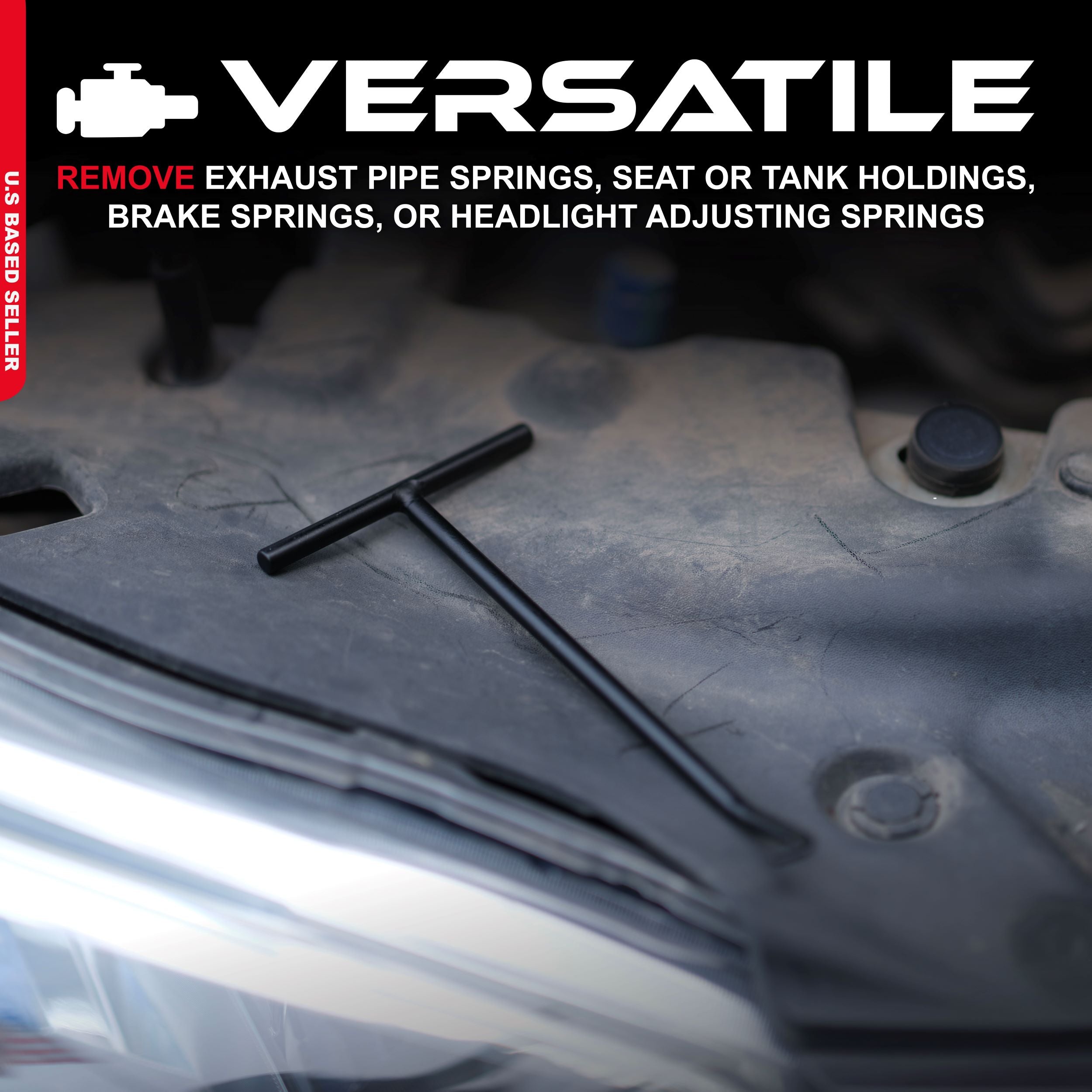 Brake Spring Hook and Headlight Adjuster with T-Handle and Angled Hook