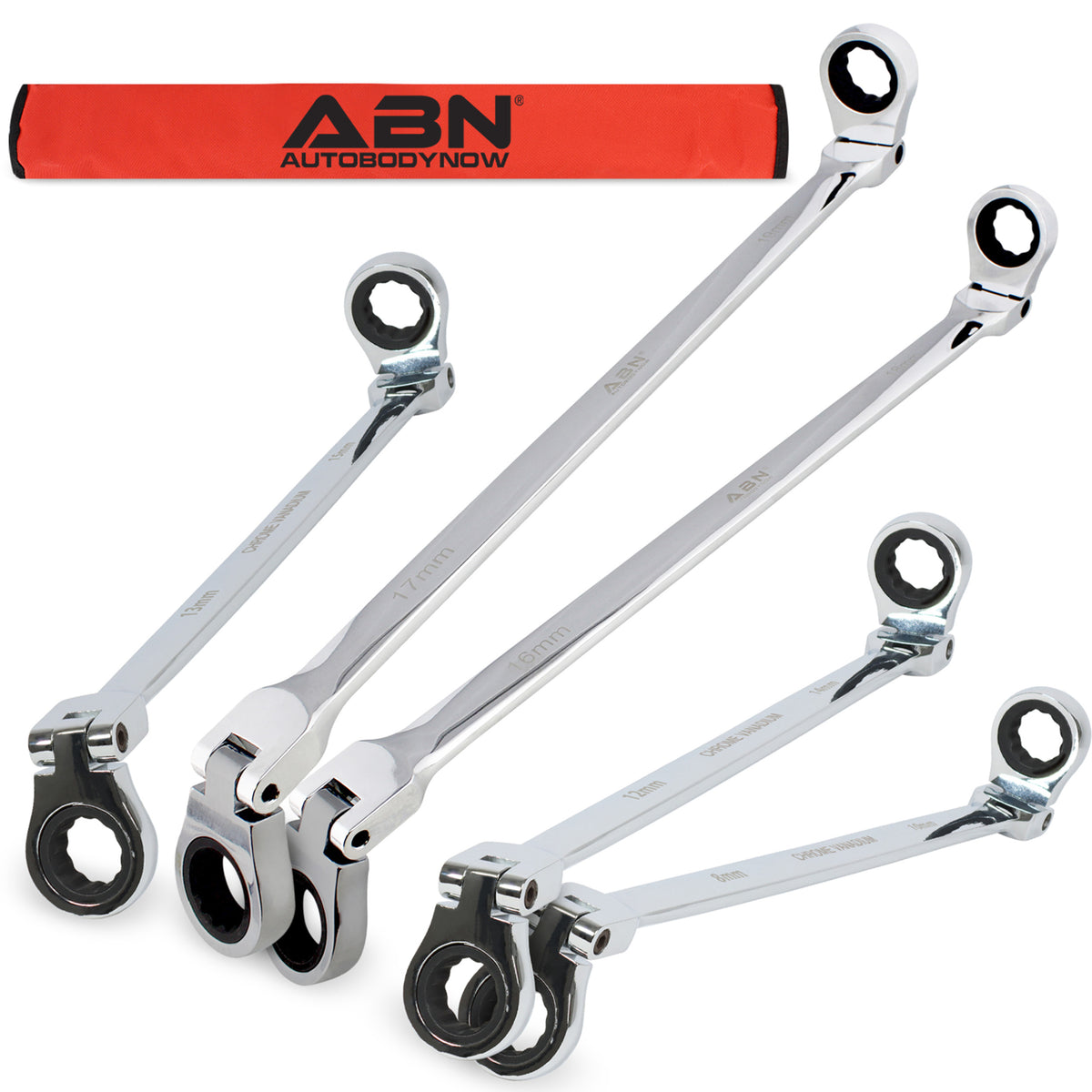 5pc Ratcheting Wrench Set Extra Long Flex Head Ratcheting Wrenches