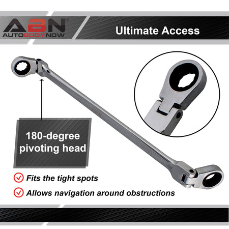 Ratcheting Wrench 12 and 14mm Extra Long Flex Head Ratcheting Wrench