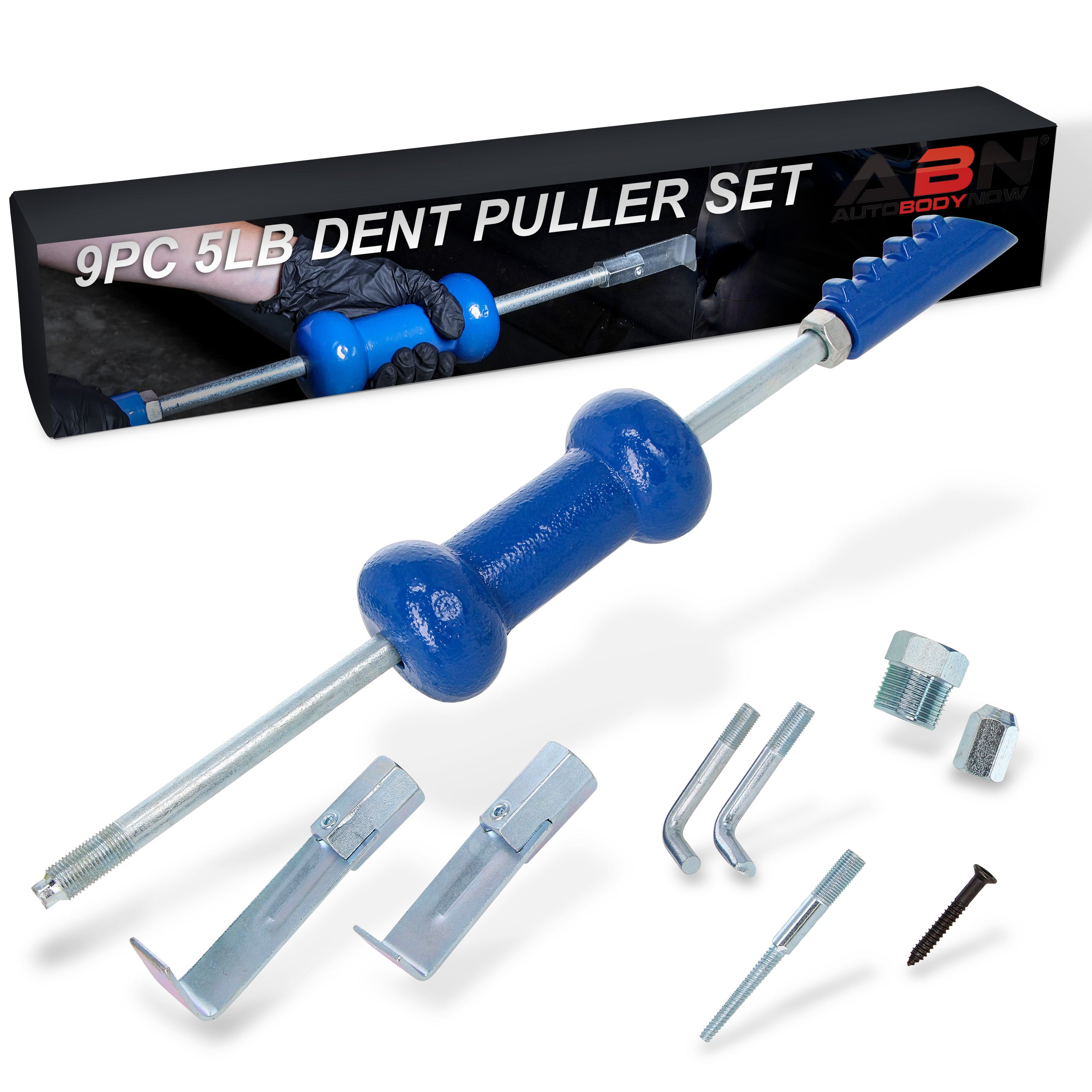 5lb Pound Slide Hammer 9-Piece Puller Kit for Dent Removal on Car Body