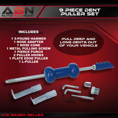 5lb Pound Slide Hammer 9-Piece Puller Kit for Dent Removal on Car Body