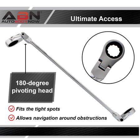 Ratcheting Wrench 17mm and 19mm Extra Long Flex Head Ratcheting Wrench