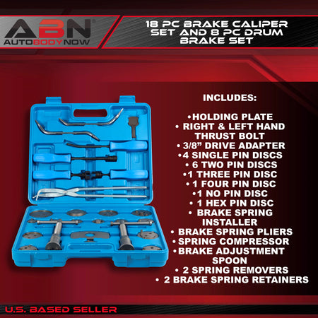 Brake Tool Sets w/ 18 Pc Brake Caliper Set & 8 Pc Brake Tool Set