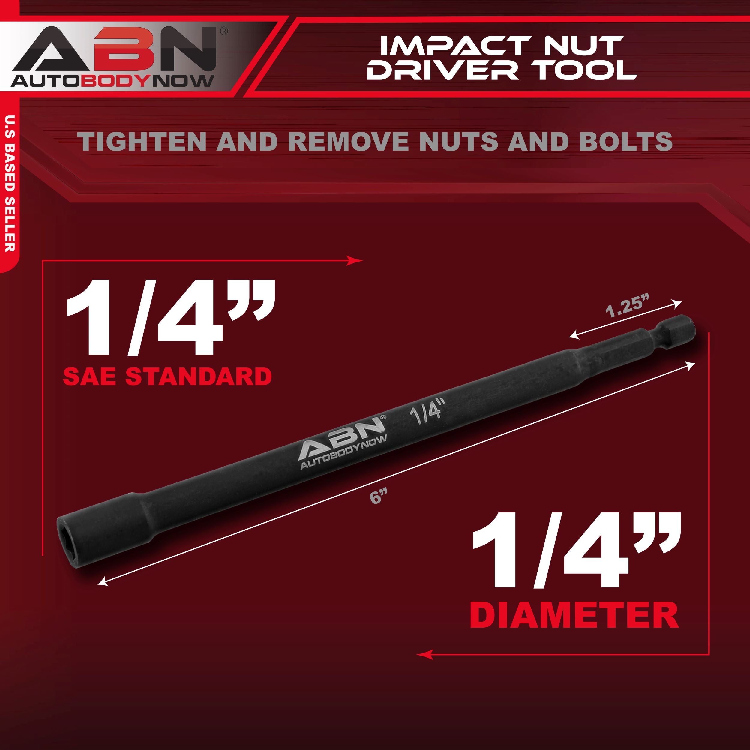 1/4 IN Impact Nut Driver Bits Extended Magnetic Sockets, 1/4 IN Shank