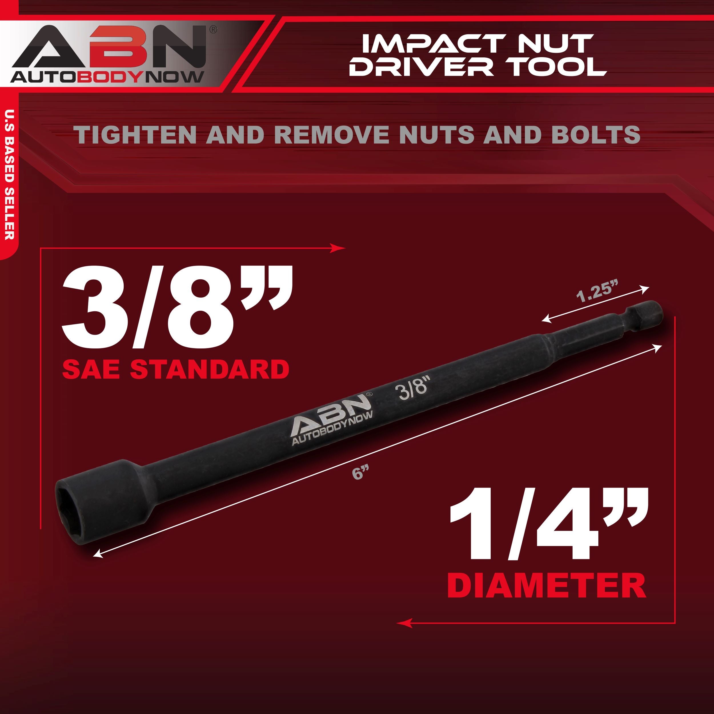 3/8 IN Impact Nut Driver Bits Extended Magnetic Sockets, 1/4 IN Shank