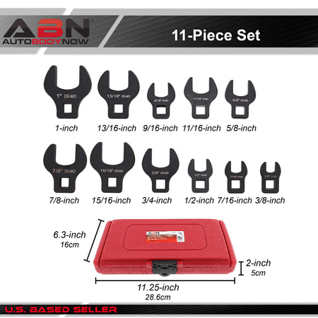 Crowfoot Wrench SAE Standard 3/8” Inch Drive 11-Piece Set