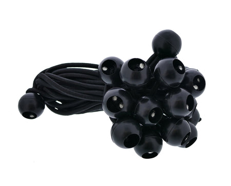 6” Inch Ball Bungee 25-Pack – Black Bungee Cords with Plastic Balls