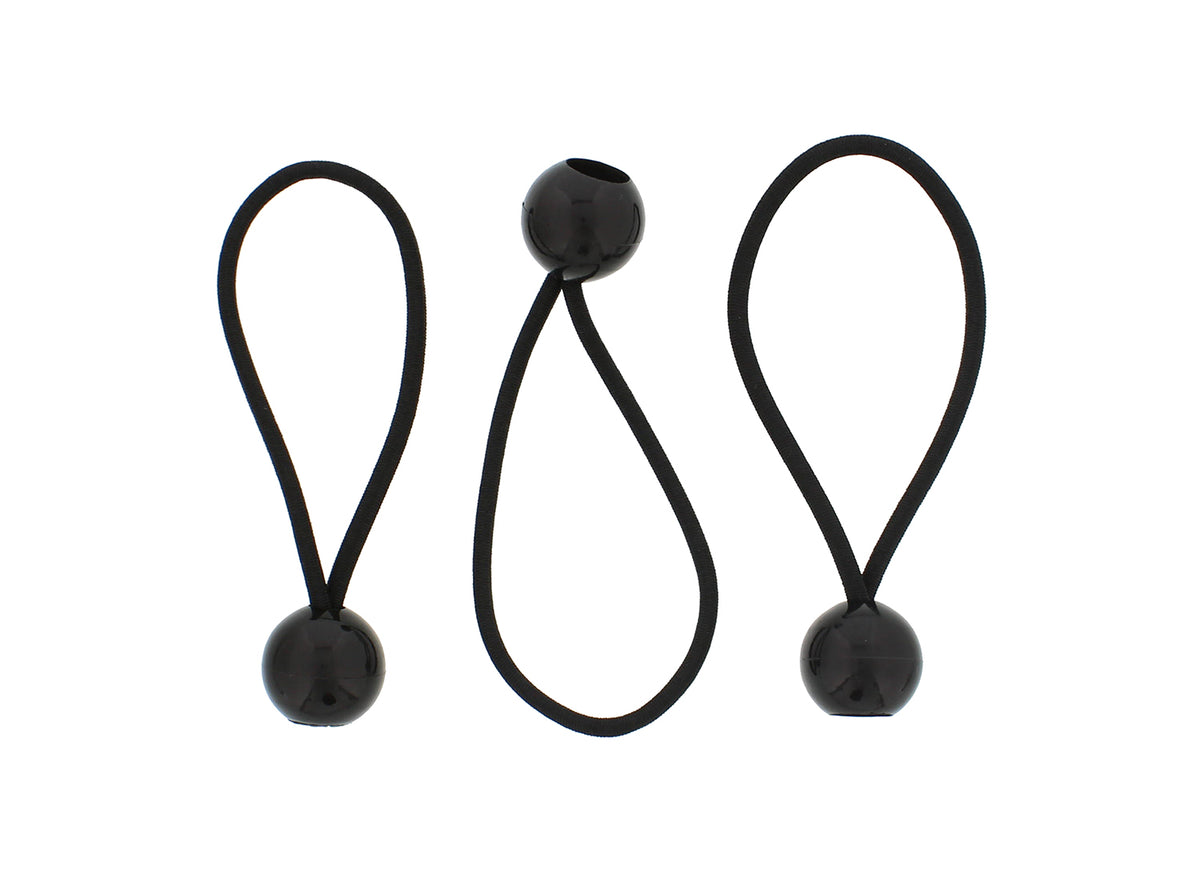6” Inch Ball Bungee 25-Pack – Black Bungee Cords with Plastic Balls