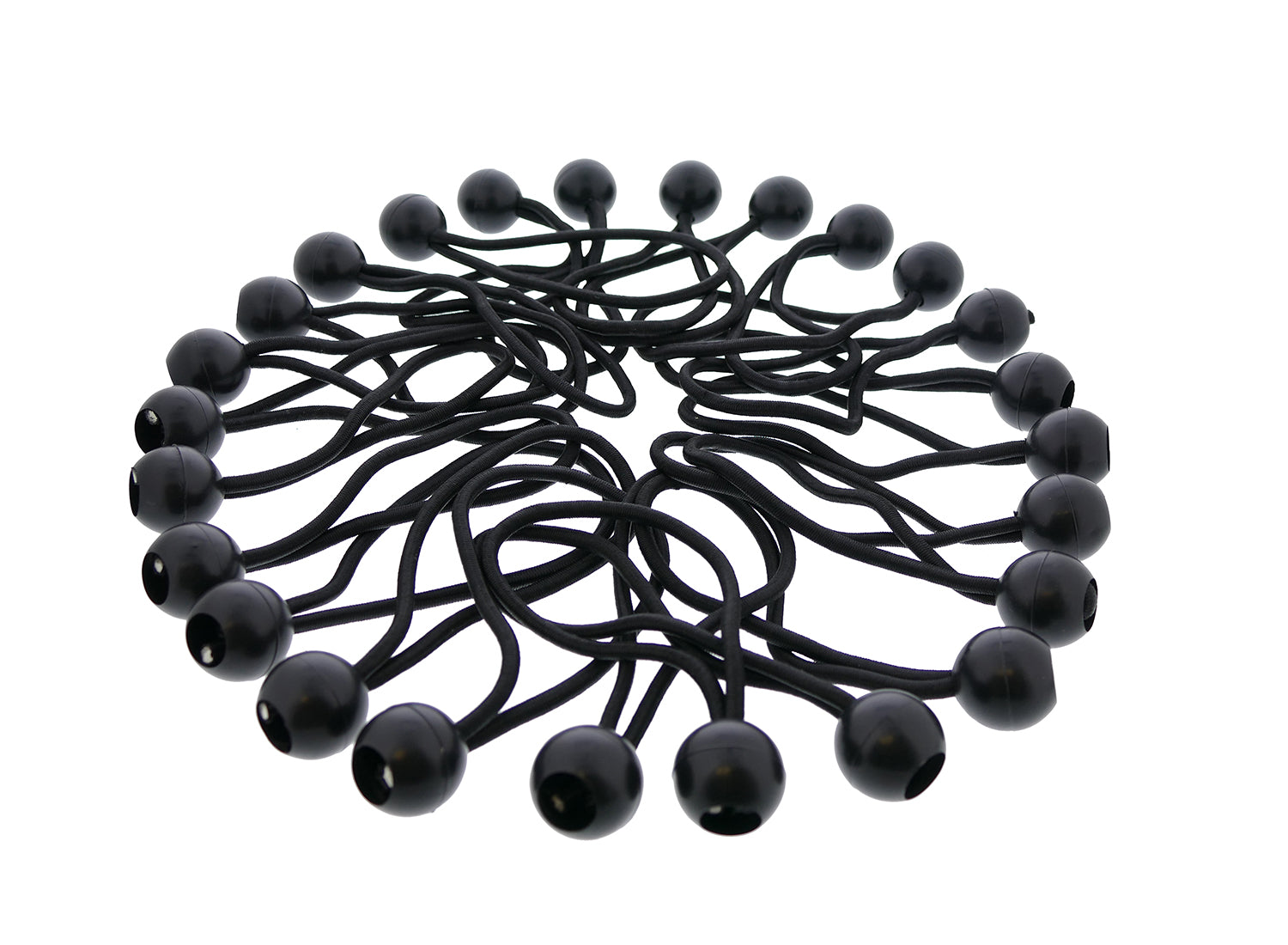 6” Inch Ball Bungee 25-Pack – Black Bungee Cords with Plastic Balls