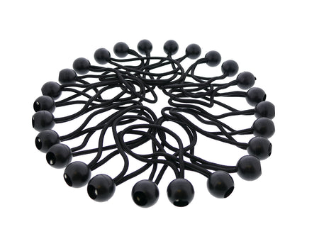 6” Inch Ball Bungee 25-Pack – Black Bungee Cords with Plastic Balls
