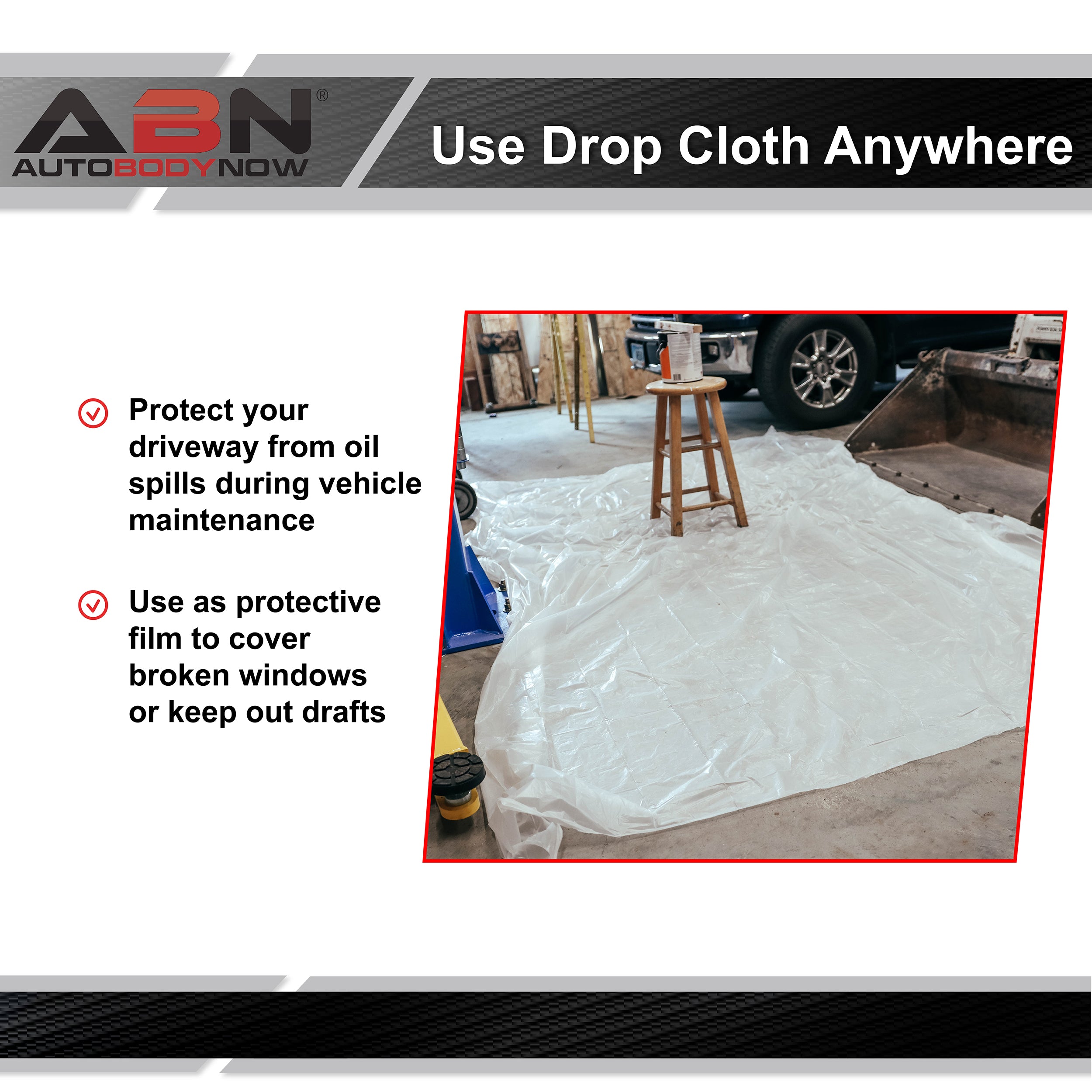 White Plastic Paint Drop Cloth 6-Pack Painting Set 9’ x 12’ Feet