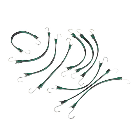 EPDM Rubber Straps with Hooks - 15in Camo Rubber Bungee Cords, 10Pk