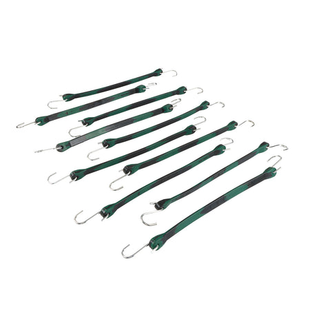EPDM Rubber Straps with Hooks - 15in Camo Rubber Bungee Cords, 10Pk