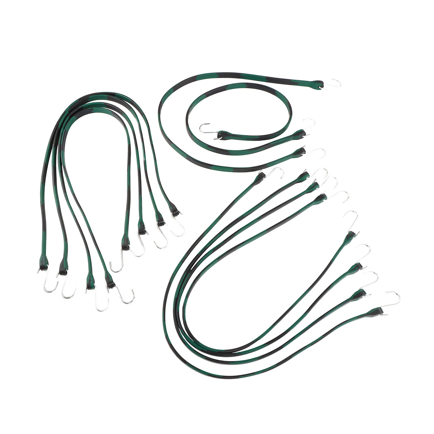 EPDM Rubber Straps with Hooks - 41in Camo Rubber Bungee Cords, 10Pk