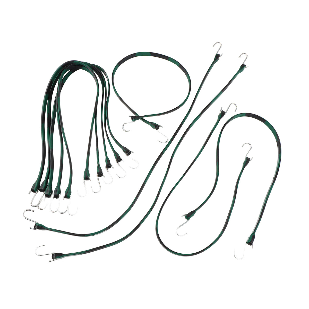 EPDM Rubber Straps with Hooks - 41in Camo Rubber Bungee Cords, 10Pk